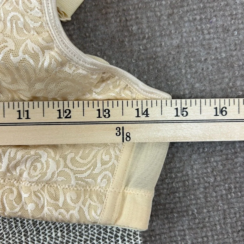 Breezies Lace Lightly Underwire Balconette‎ Bra Womens 34D Beige Nylon Stretch